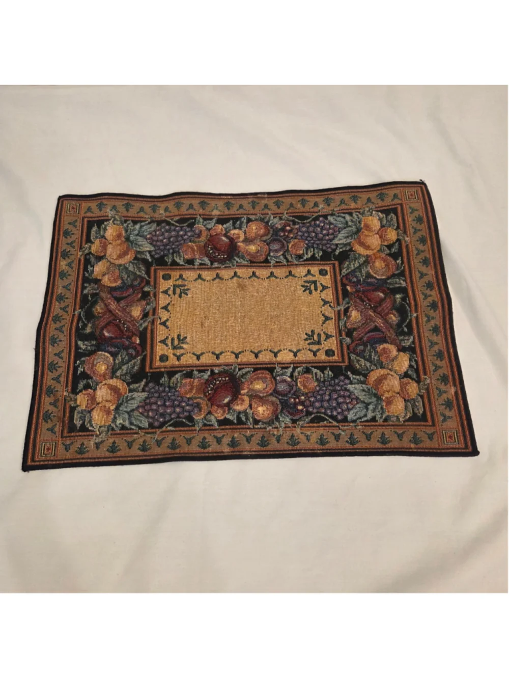 4 pc. Vintage woven tapestry fruit design placemats 12¾